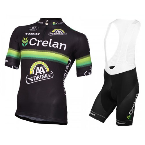 2016 Maillot Crelan AA Tirantes Mangas Cortas Negro Y verde